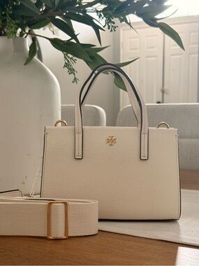 New Tory Burch Leather Mini Tote in new ivory  with Gold Hardware